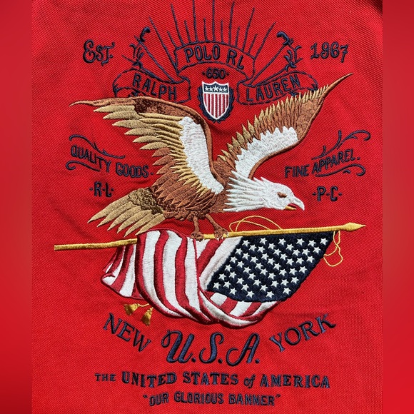 Polo Ralph Lauren US American Flag Our Glorious Banner Polo- Large - Picture 1 of 12